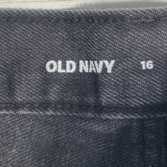 Old Navy High Rise Black Jeans Women’s Sz 16 Slouchy Straight Button Fly - Picture 5 of 6